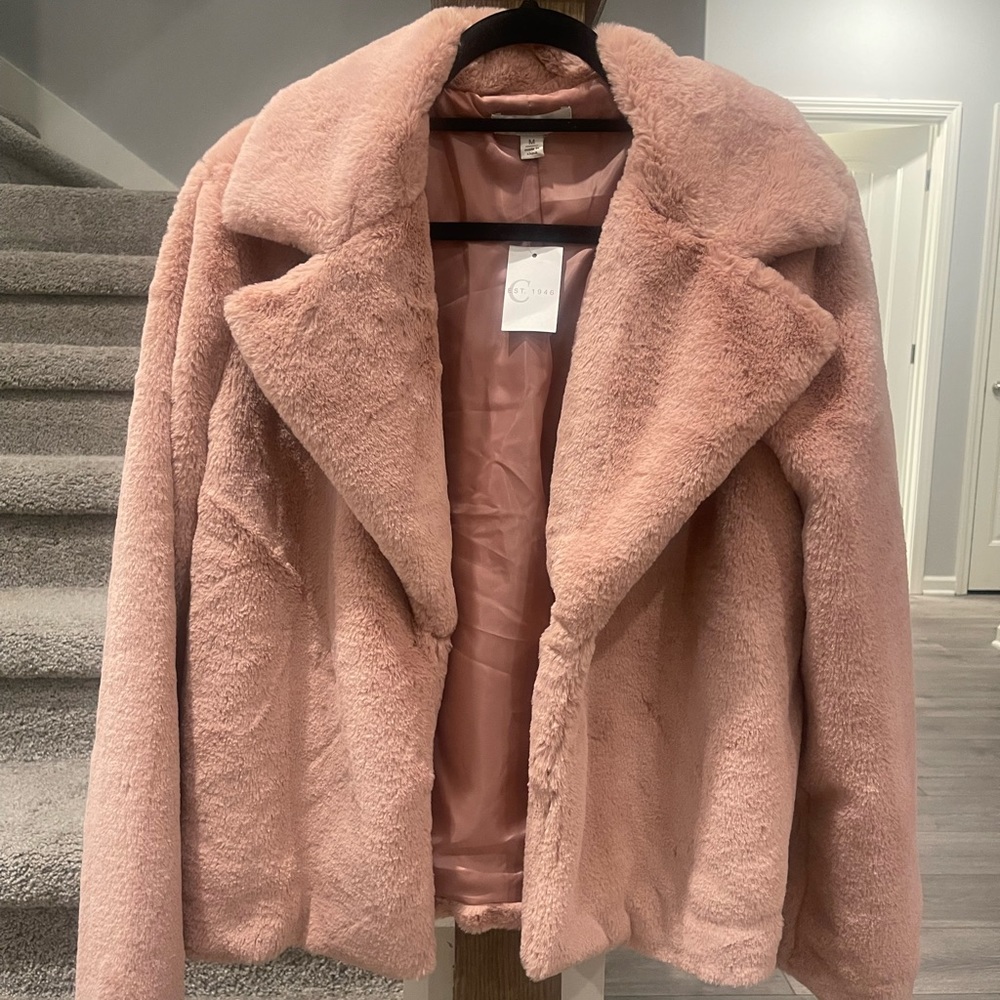 Pink fur coat